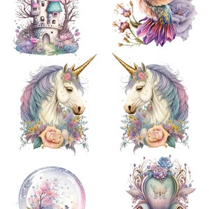 Rice Paper for Decoupage / Fairytale Unicorn / Mulberry Tissue / Scrapbooking / 1 A4 Sheet / 30gm/2