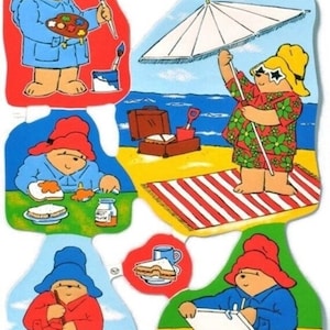 Troqueles de papel para álbumes de recortes, relieves, collage del oso Paddington, hojas de álbum de recortes vintage, decoupage de osos, Mamelok, Inglaterra, 1927