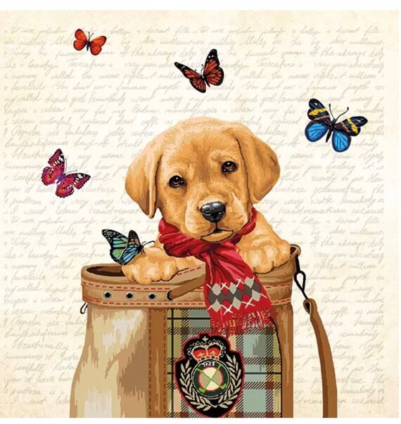 Dog Butterfly Paper Napkins for Decoupage Scrapbooking (4 ct)
