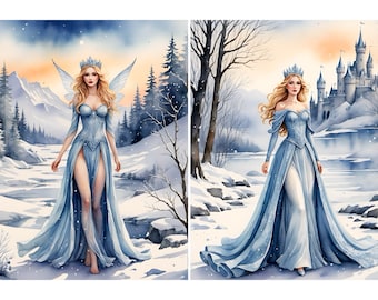 Princesa do Inverno: Papel de Arroz: Artesanato de Scrapbooking de Fantasia