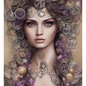 Dekoracyjny papier ryżowy do decoupage'u, gotycko-steampunkowej kobiety, do scrapbookingu, tworzenia kartek.