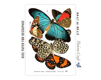 Vintage Butterfly Rice Paper Art Illustration Decoupage Sheet Scrapbooking Furniture Transfer Mulberry Tissue