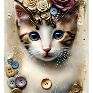 Papier de riz pour découpage, chats floraux, scrapbooking, journaux, différents formats et types de papier disponibles.