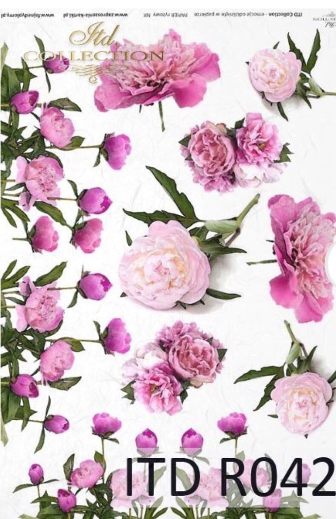 Peony Rice Paper Pink Peony Rice Paper for Decoupage: A4 Floral Collage - Etsy