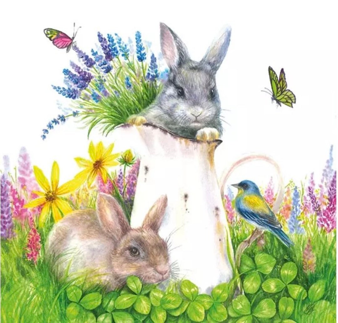 4 Decoupage Paper Napkins / Rabbit / Serviette Tissue / Scrapbooking ...