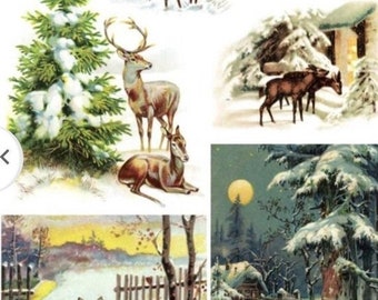 Journal Paper Craft A4 Vintage Stag Decoupage Paper Sheet./ Scrapbooking 40gm2.