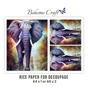 Elephant Rice Paper for Decoupage, A4/A5, Furniture Transfer, Scrapbook Paper Mulberry Tissue image 1