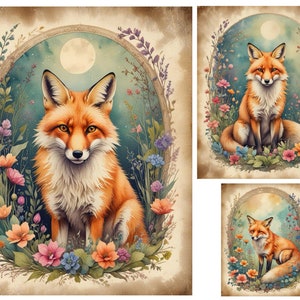 Carta di riso vintage Fairytale Woodland Fox per decoupage, artigianato decorativo in carta, scrapbooking, creazione di biglietti, diari, decorazioni fai da te