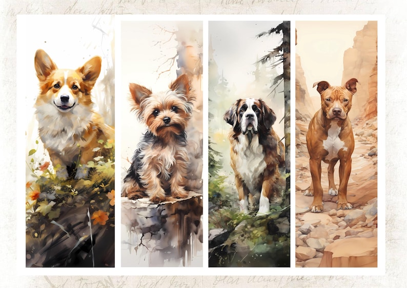 Papel de arroz con estampado de razas de perros para decoupage, hoja de collage tamaño A4/A5 imagen 5