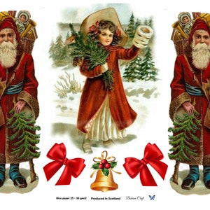 Rice Paper For Decoupage, Vintage Christmas Scrapbooking Ephemera Collage, Decorative Paper Crafts, Card Making, Journals, DIY Decor