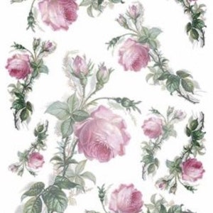 Papier ryżowy do decoupage'u, Vintage Pink Roses, dekoracyjny papier do kolażu, scrapbooking, tworzenie kartek, 1 arkusz A4, R1405