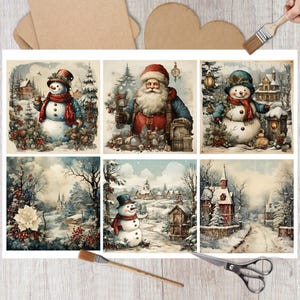 Carta di riso decorativa per decoupage / Collage natalizio tradizionale vintage / Scrapbooking natalizio / Creazione di biglietti / Artigianato decorativo in carta