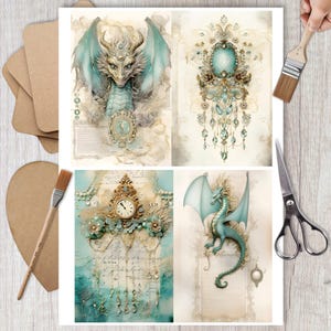 Carta di riso con drago fiabesco per decoupage, carta velina di gelso, scrapbooking, creazione di biglietti, diari spazzatura, decorazioni per mobili