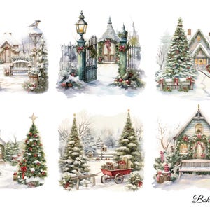 Winter Dorf Schnee Szene Reispapier für Decoupage Collage, Scrapbooking, Kartenherstellung, dekoratives Papierhandwerk