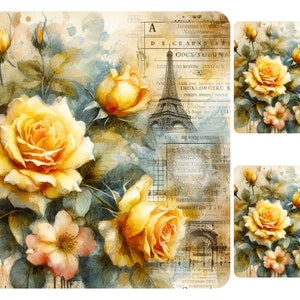 Vintage Rosen Reispapier für Decoupage, Möbel Upcycle, Journals, Kartenherstellung und dekoratives Papierhandwerk, gelbe Rosen