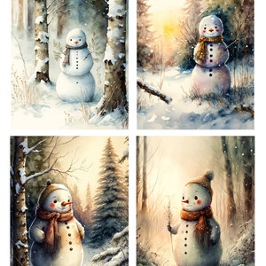 Decorative Rice Paper for Decoupage, Snowmen Scenes, Card Making, Decorative Christmas Paper Crafts. scrapbooking, Journals