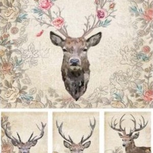 Woodland Gift Wrapping Paper Floral Pastel Deer Reindeer Novelty