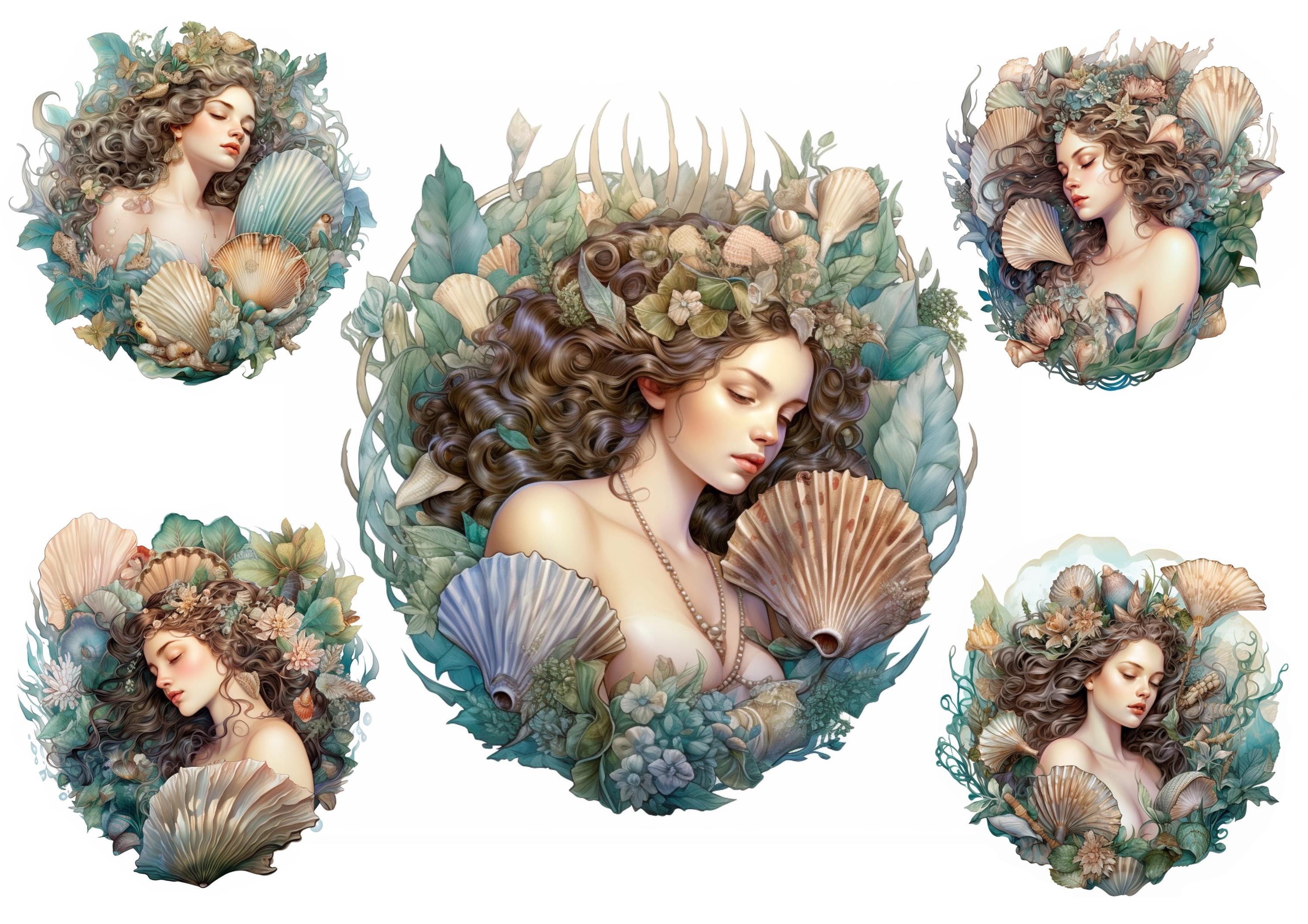 Mermaid Rice Paper for Decoupage, Decorative Paper Crafts, Scrapbooking, Junk Journal. Furniture  DIY, Card Making