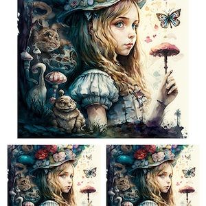 Rice Paper for Decoupage / Fairytale Alice / Mulberry Tissue / Scrapbooking / 1 A4 Sheet / 30gm/2