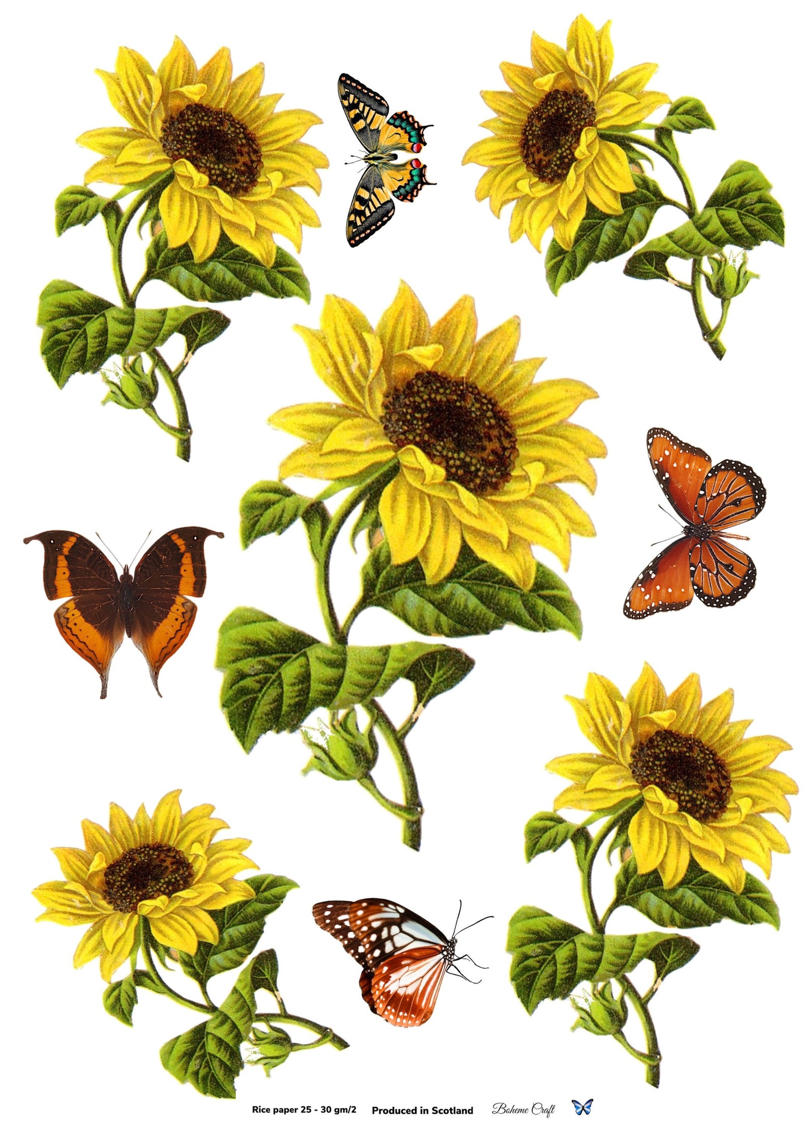 Decorative Rice Paper for Decoupage /yellow Sunflowers/ Etsy