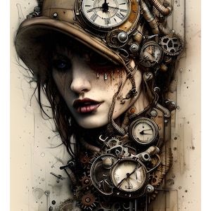 Carta di riso decorativa per decoupage, donna gotica steampunk, scrapbooking, creazione di biglietti.