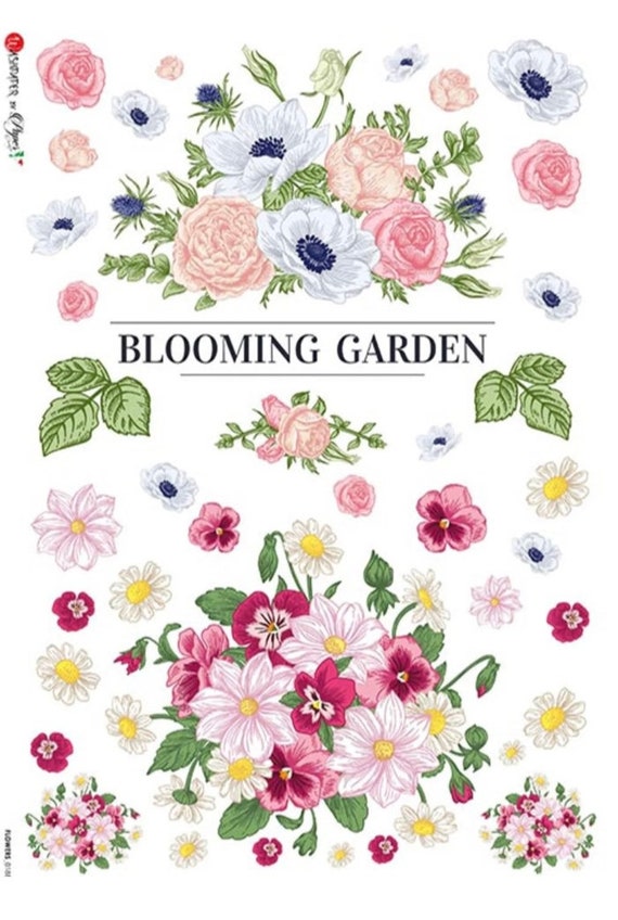 Papel de arroz para decoupage Blooming Flower Garden Mulberry Tissue Pink  Floral Decoupage Sheet, A4, PD173 -  México