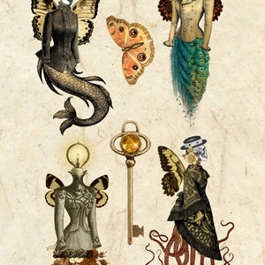 Steampunk Reispapier für Decoupage / Maulbeerbaumgewebe / Gothic Steampunk / Scrapbooking / 1 A4 Bogen / 30gm2