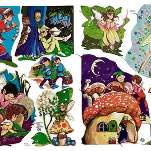 Vintage Die Cut Paper Scrap Reliefs, Fairy Collage, Fairytale Decoupage, Collectible Ephemera, por MLP, 1554. No D4