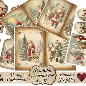 Printable Vintage Christmas Set For Decoupage, Junk Journals, Card Making, Scrapbooking And Decorative Paper Crafts