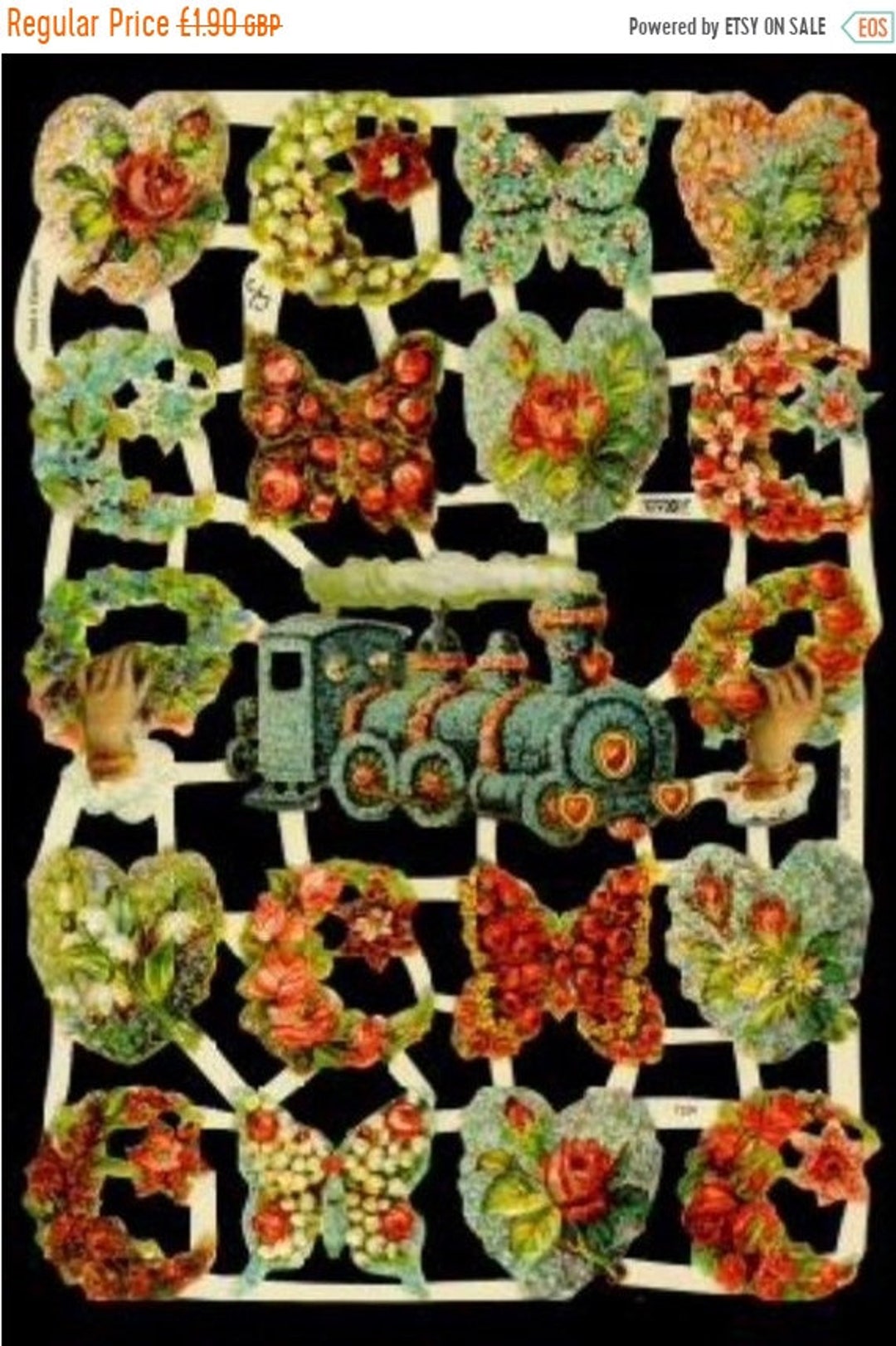 Die Cut Paper Scraps Floral Butterfly Train Scrapbook Sheet Etsy
