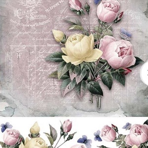 A4 Decorative Paper for Decoupage / Vintage Roses / Scrapbook / Paper Craft/ Journal/ Ephemera/ 40g /m2.