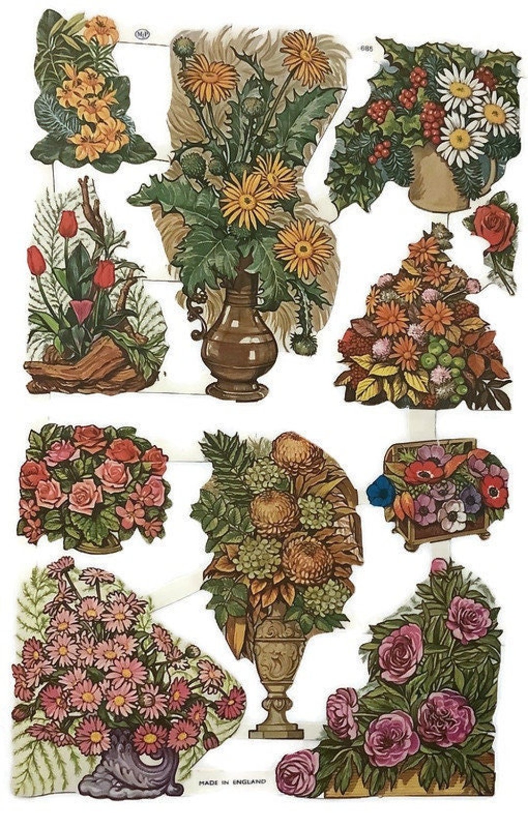 Vintage MLP Die Cut Embossed Paper Scraps Flower Collage Etsy