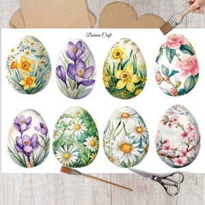 Reispapier für Decoupage, Osterei Collage Sheet, Osterdeko, Frühlingsblumen, Kartenherstellung, dekoratives Papier, DIY Dekor