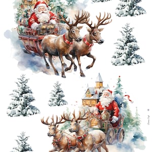 Nikolaus Reispapier für Decoupage, Weihnachten Nikolaus auf Rentier, Maulbeerbaum, Scrapbooking, Kartenherstellung, 1 A4-Bogen