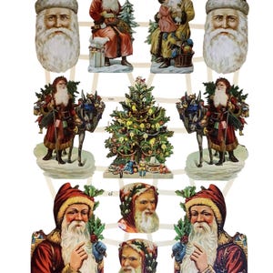 German Die Cut Paper Scraps, Vintage Christmas Santa Poetry Picture Collage For Scrapbooking, Card Making , Paper Crafts EF 7285