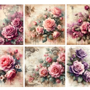 Carta di riso con rose rosa per decoupage, scrapbooking, diari, creazione di biglietti e lavori di carta decorativi