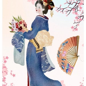 Carta di riso per decoupage, geisha giapponese, carta velina di gelso, scrapbooking, creazione di biglietti, 1 foglio A4