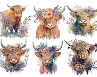 Rice Paper for Decoupage, Highland Cows, Collage Sheet, Decorative Mulberry Tissue, Scrapbooking, Junk Journal , 1 A4 Sheet