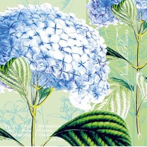 4 Decoupage Paper Napkins, Blue Hydrangea Flowers, Decorative Paper Collage Tissue, Scrapbooking, Card Making, Paper Crafts