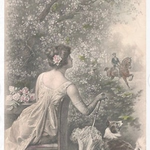 Carta di riso per decoupage, Donna vintage, Tessuto di gelso decotativo, Scrapbooking, Fabbricazione di carte, 1 foglio, R0692