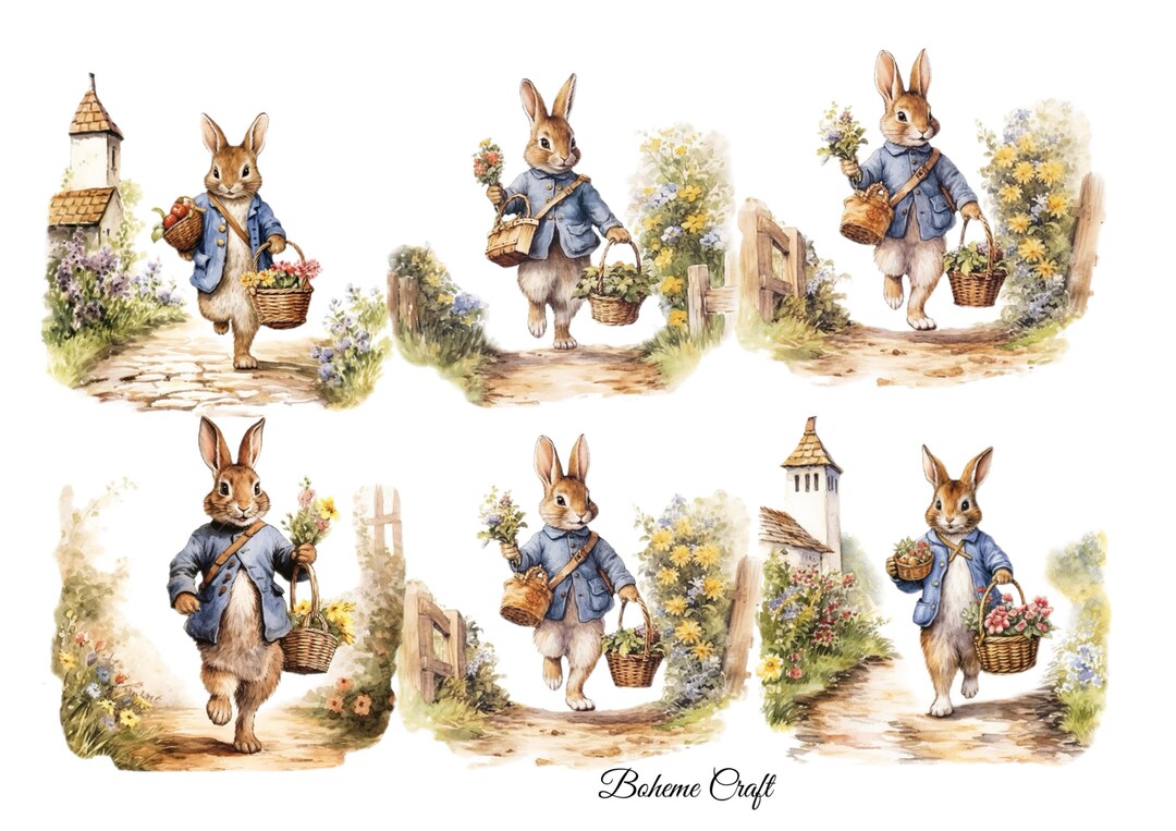 Country Rabbit Rice Paper for Decoupage: Scrapbooking, Card Making - Etsy