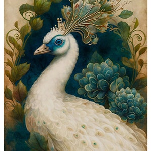 Papel de arroz decorativo para decoupage, pájaro pavo real gótico, impresión artística, álbumes de recortes, fabricación de tarjetas.