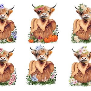 Rice Paper for Decoupage, Highland Cows Collage, Decorative Mulberry Tissue, Scrapbooking, Junk Journal , 1 A4 Sheet