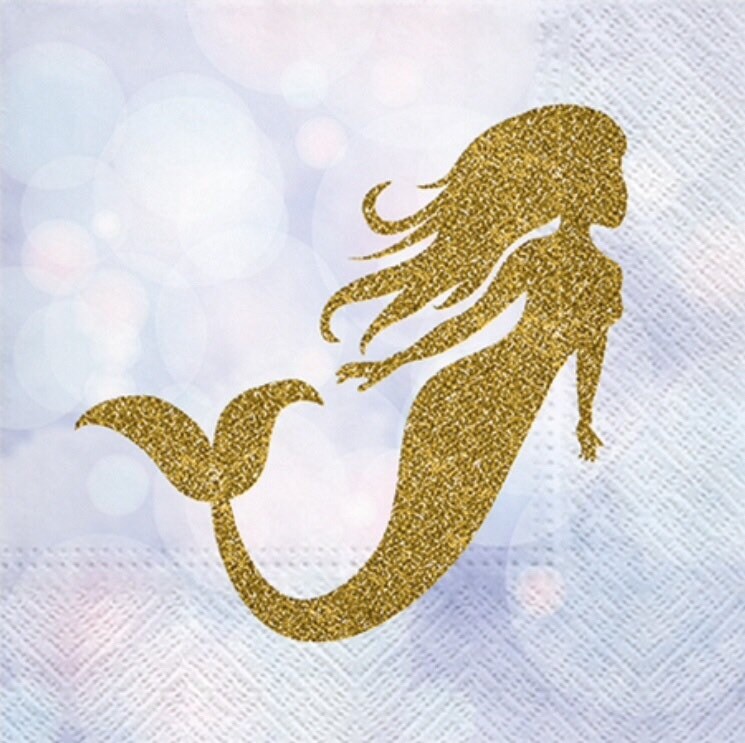 4 Decoupage Paper Napkins Mermaid Tissue Serviette 3ply Etsy