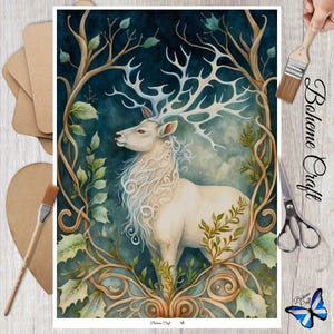 Carta di riso decorativa per decoupage, cervo gotico, stampa artistica, scrapbooking, creazione di biglietti.