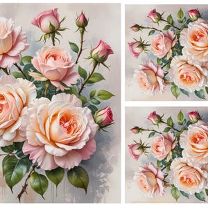 Papier de riz vintage roses roses pour découpage, éphémères de scrapbooking, techniques mixtes, fabrication de cartes décoratives à faire soi-même et créations artisanales en papier décoratif