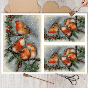 Papier de riz rouge-gorge pour découpage, collage d'oiseaux de Noël, travaux manuels décoratifs en papier, scrapbooking, journaux indésirables, fabrication de cartes