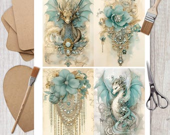 Dragon Rice Paper for Decoupage: Fairytale Fantasy, A4/A5 Tissue