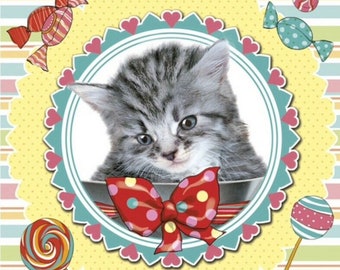 4 Cat Napkins For Decoupage, Scrapbooking, Journals, Card Making And Paper Crafts