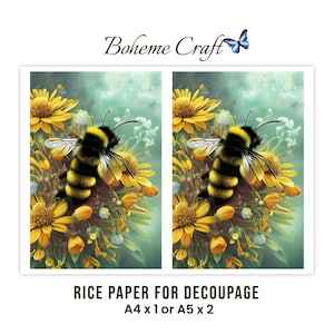 Papier ryżowy Garden Bumble Bee do decoupage'u, scrapbookingu, tworzenia kartek, dzienników, technik mieszanych A4/A5